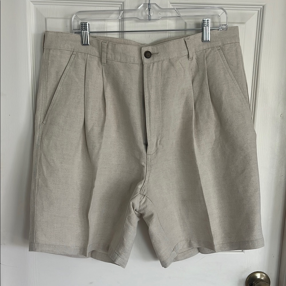 Tan Flat Front Shorts with Timeless Appeal